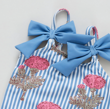 Load image into Gallery viewer, Girls Lulu Suit by Pink Chicken - Blush Marigold Stripe
