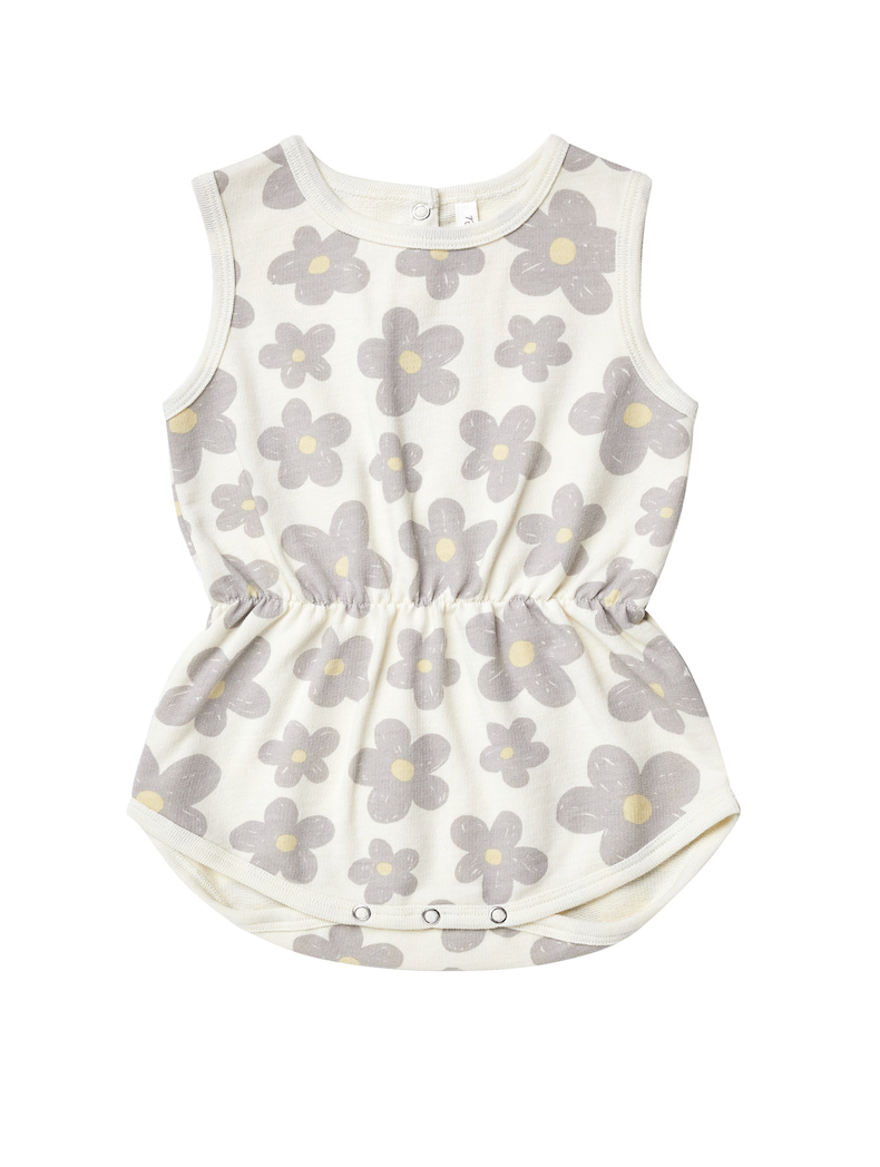 Girls Retro Floral Terry Cinch Playsuit - Size 18/24M
