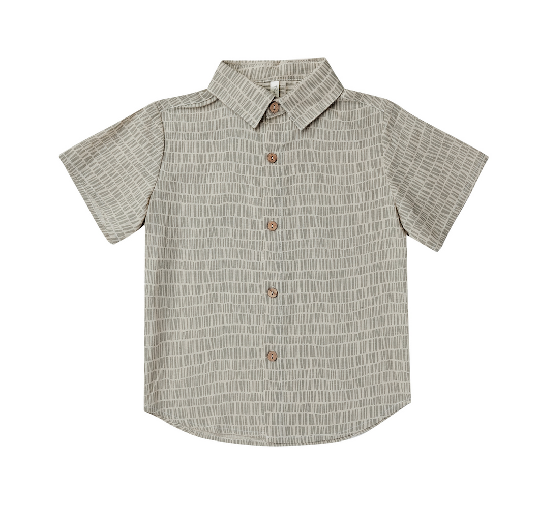 Boys Collared Short Sleeve Shirt in Block Stripe Print