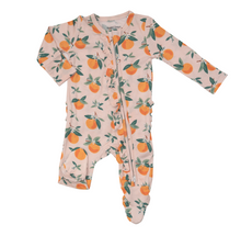 Load image into Gallery viewer, 2-Way Zip Footie with Ruffles - Orange Print
