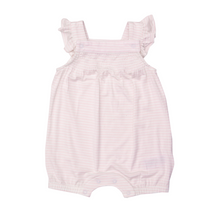 Load image into Gallery viewer, Girls Smocked Overall Shortie - Pink Stripe
