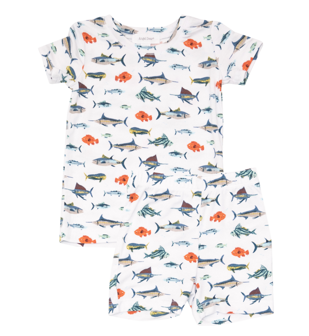 Loungewear Short Set - Ocean Fish Print
