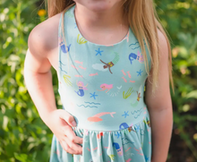 Load image into Gallery viewer, Sofia Cross-back Dress in Mermaid Print - 2T
