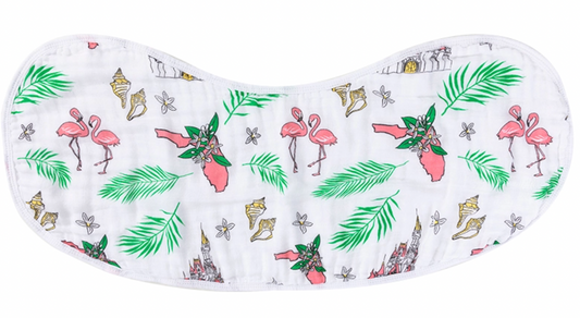 Florida Baby Burp and Bib Combo by Little Hometown, floral design, soft fabric, ideal for feeding and burping comfort.